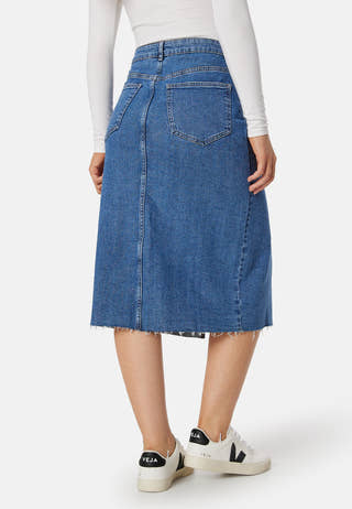 Visol RW Midi Slit Denim Skirt